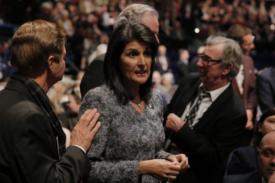 Gov. Nikki Haley talks to people in audience