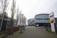 Exterior view of the building housing the Stellantis headquarters in Lijnden, near Amsterdam, Netherlands, Monday, Jan. 18, 2021. Stellantis, the car company combining PSA Peugeot and Fiat Chrysler, was launched Monday on the Milan and Paris stock exchanges, giving life to the fourth-largest car company in the world. (AP Photo/Peter Dejong)