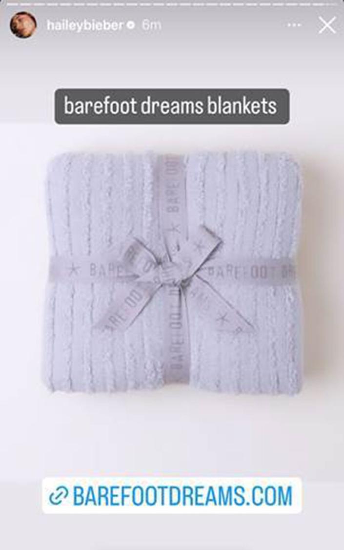 Hailey Bieber barefoot dreams blankets