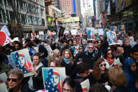 <p>People gather in Times Square in New York City in the “I am a Muslim too” rally on Feb. 19, 2017. (Gordon Donovan/Yahoo News) </p>