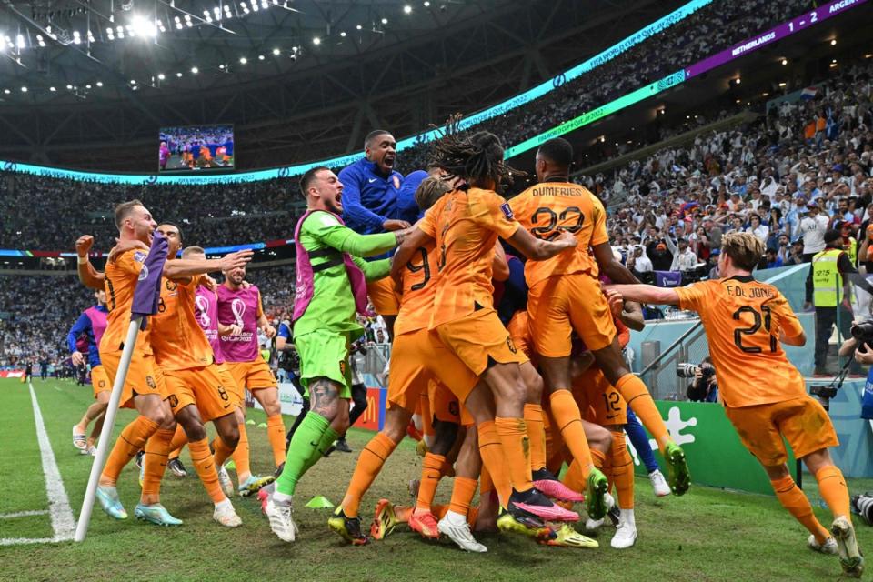 Wout Weghorst’s second goal sparks wild Dutch celebrations (AFP)