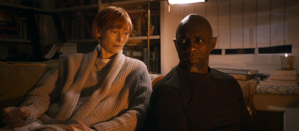 Tilda Swinton as Alithea and Idris Elba as the Djinn in Three Thousand Years of Longing. - Credit: MGM