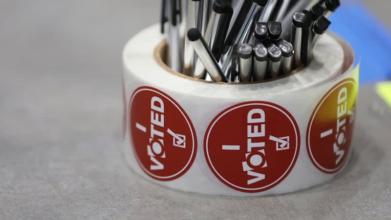 “I voted” stickers are available on Election Day in Cottonwood Heights on Nov. 8, 2022.