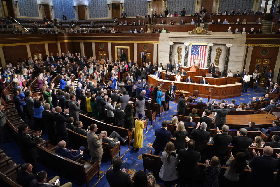 FILE - The House meets for the third day to elect a speaker and convene the 118th Congress in Washington, Jan. 5, 2023. On Friday, July 28, The Associated Press reported on stories circulating online incorrectly claiming a new law passed by Congress “allows you to permanently remove any negative debt” from your credit report that is over two years old. (AP Photo/Andrew Harnik, File)