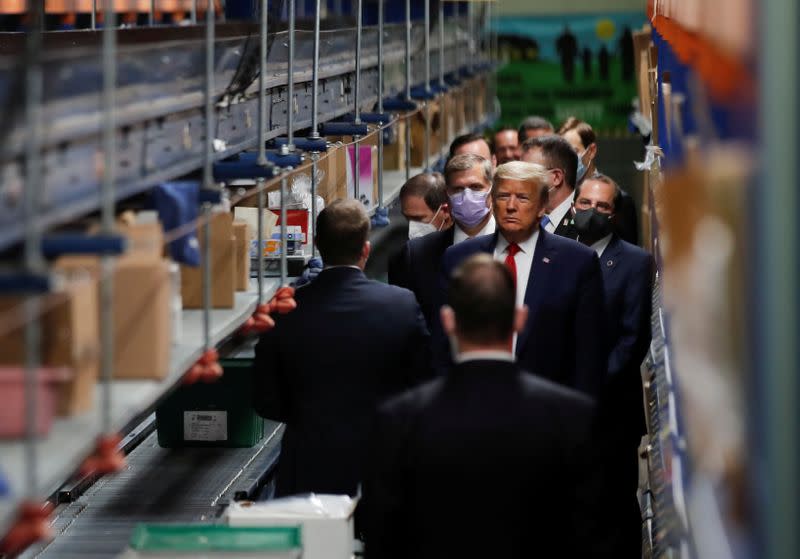 U.S. President Trump visits medical supplies distributor Owens & Minor in Allentown, Pennsylvania