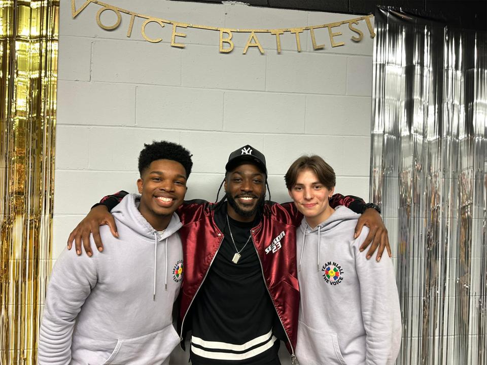 From left, Jerome Godwin III, D.Smooth and Ryley Tate Wilson, all contestants on season 23 of "The Voice" who live in Montgomery. They were together for a Battles rounds watch party.