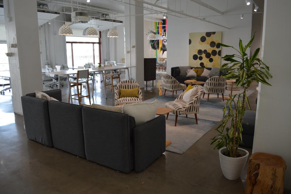 The empty offices of The Hivery, a San Francisco coworking space that reopens next month. (Josh Marcus / The Independent)