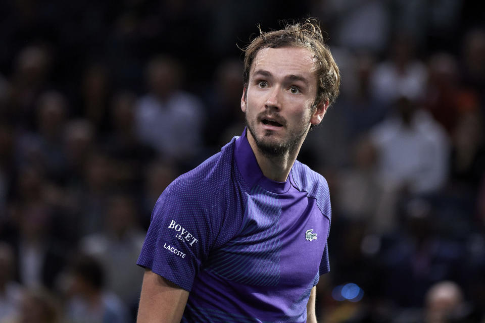 Daniil Medvedev, pictured here during his loss to Alex de Minaur at the Paris Masters.
