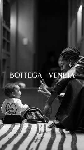 <p>Carrie Mae Weems/Bottega Veneta</p> A$AP Rocky with son Riot Rose in Bottega Veneta's Father's Day 2024 campaign