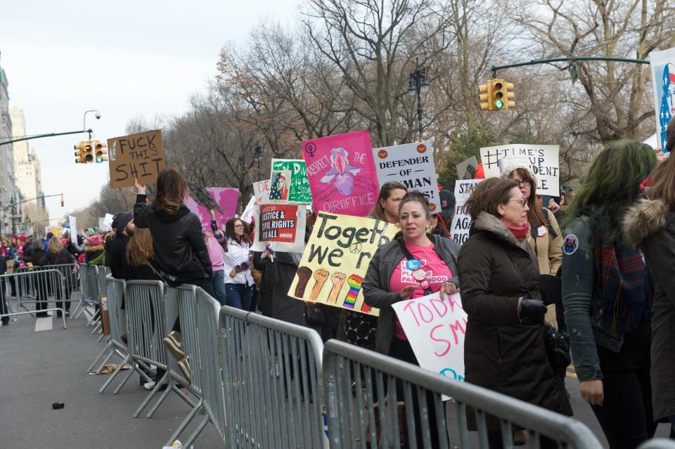 People march in Manhattan during the 2018 Women&rsquo;s March on New York City on Jan. 20, 2018.&nbsp;&nbsp;