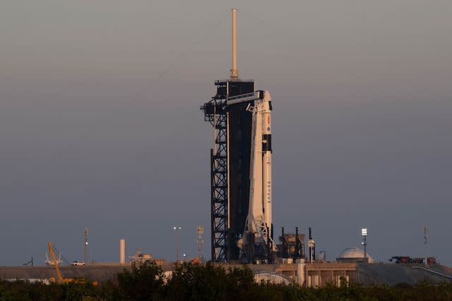 <p>Joel Kowsky/NASA via Getty Images</p> A SpaceX Falcon 9 rocket with the company&#39;s Dragon spacecraft on top is seen at sunrise on the launch pad at Launch Complex 39A as preparations continue for the Crew-6 mission at NASA&#39;s Kennedy Space Center