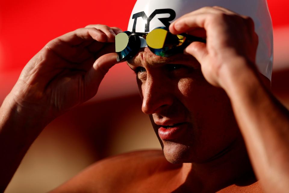 Ryan Lochte set the world record in the 200 IM a decade ago. Here he's shown at a meet in April in Mission Viejo, California.