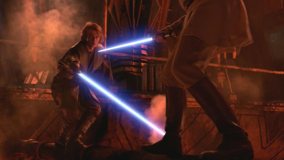 <div class="inline-image__caption"><p>Anakin Skywalker (Hayden Christensen, left) and Obi-Wan Kenobi (Ewan McGregor) square off in <em>Star Wars: Episode III — Revenge of the Sith</em>. </p></div> <div class="inline-image__credit">Lucasfilm</div>