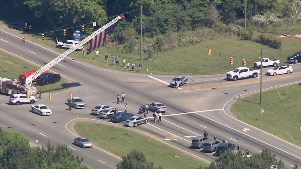 A procession was held for Alden Elliott, one of the four officers killed in the line of duty Monday. Agencies and individuals saluted the cars that would take Elliott to his funeral in Catawba.