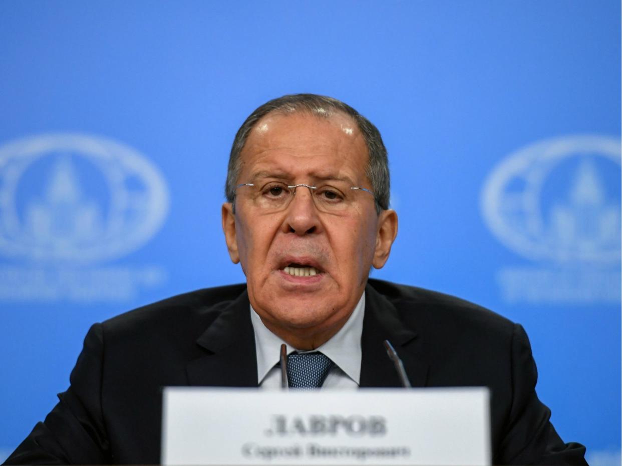 Russian Foreign Minister Sergei Lavrov gives his annual press conference in Moscow on 15 January 2018: YURI KADOBNOV/AFP/Getty Images