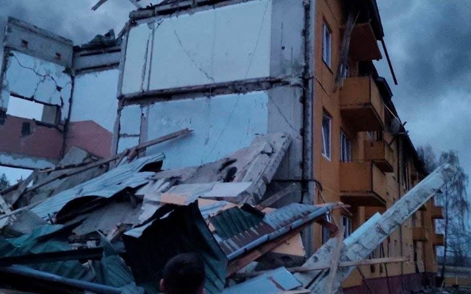 Wrecked buildings at the Yavoriv military base following the Russian attack - @BackAndAlive/via Reuters