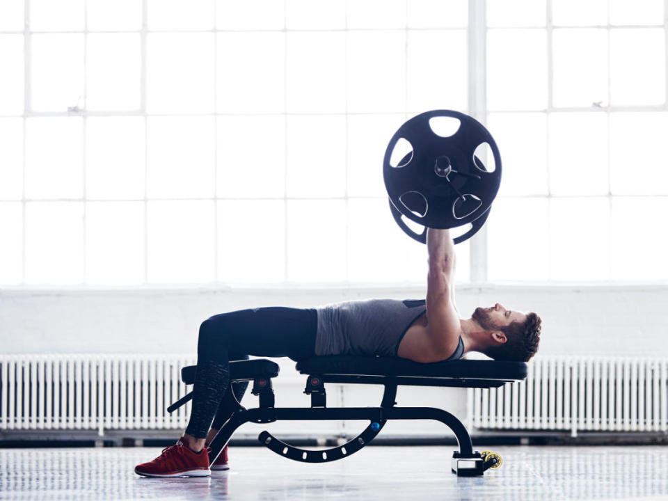 How to do it:<ol><li>Bench press as described above, but do so on a totally flat bench.</li><li>Use 60% of your max.</li><li>So if you think you can bench press 250lbs one time, perform your sets with 150, exploding each rep off your chest as fast as you can.</li></ol>