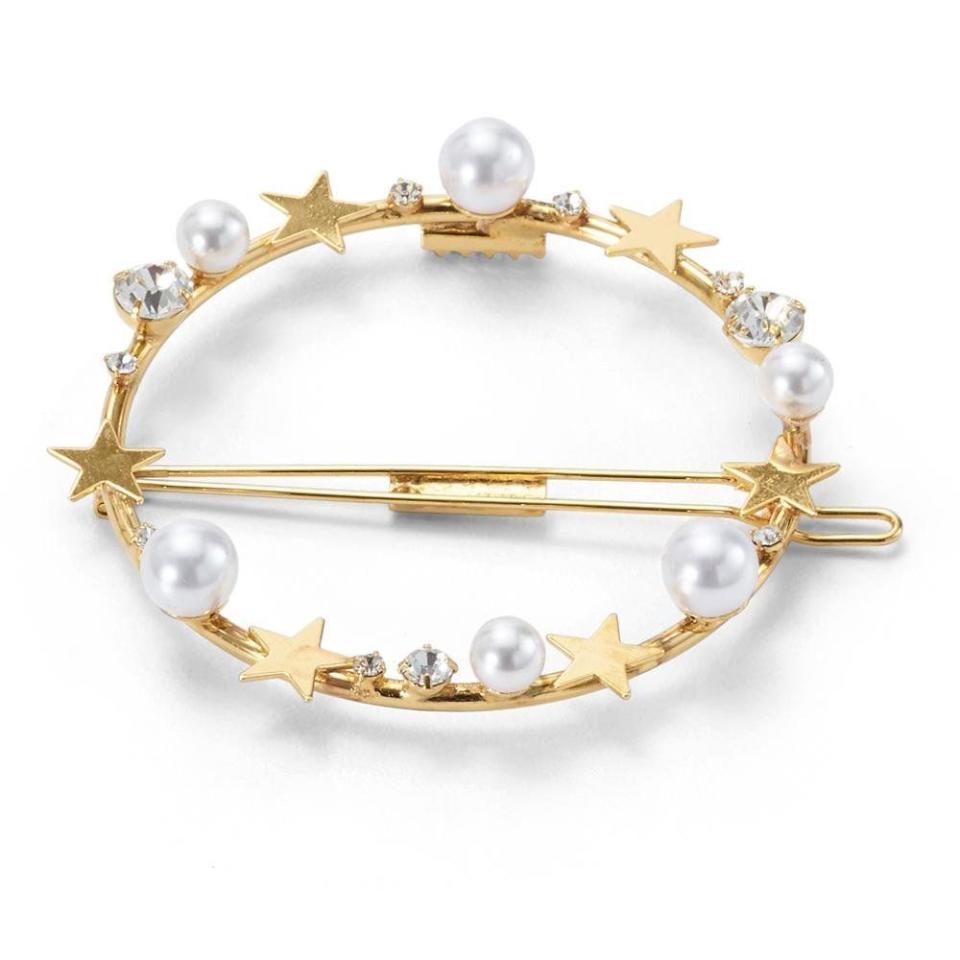 15) Galactic Pearl and Crystal Ring Barrette