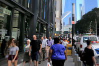 <p>Sixteen years after the collapse of the World Trade Center towers, construction is now complete on a modern subway hub on Fulton Street connecting to One World Trade Center, on Aug. 23, 2017. (Photo: Gordon Donovan/Yahoo News) </p>