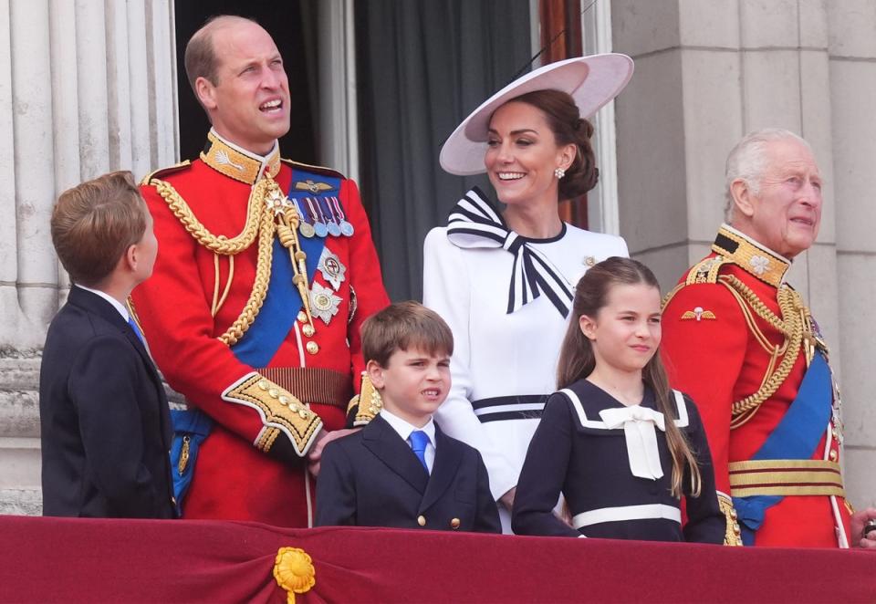 Prince William appeared in public with his wife and children for the first time this year at Trooping the Colour. (James Manning/PA)