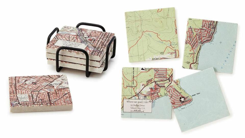 Best personalized gifts: Custom Map Coaster Set