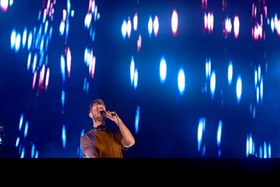 Calvin Harris returned for a second weekend of Coachella, but without Ellie Goulding.