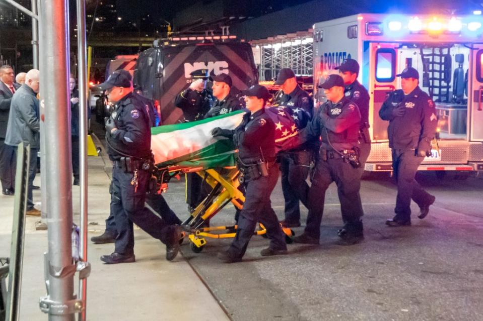 Diller’s body is carried to the city morgue in Manhattan. William Miller