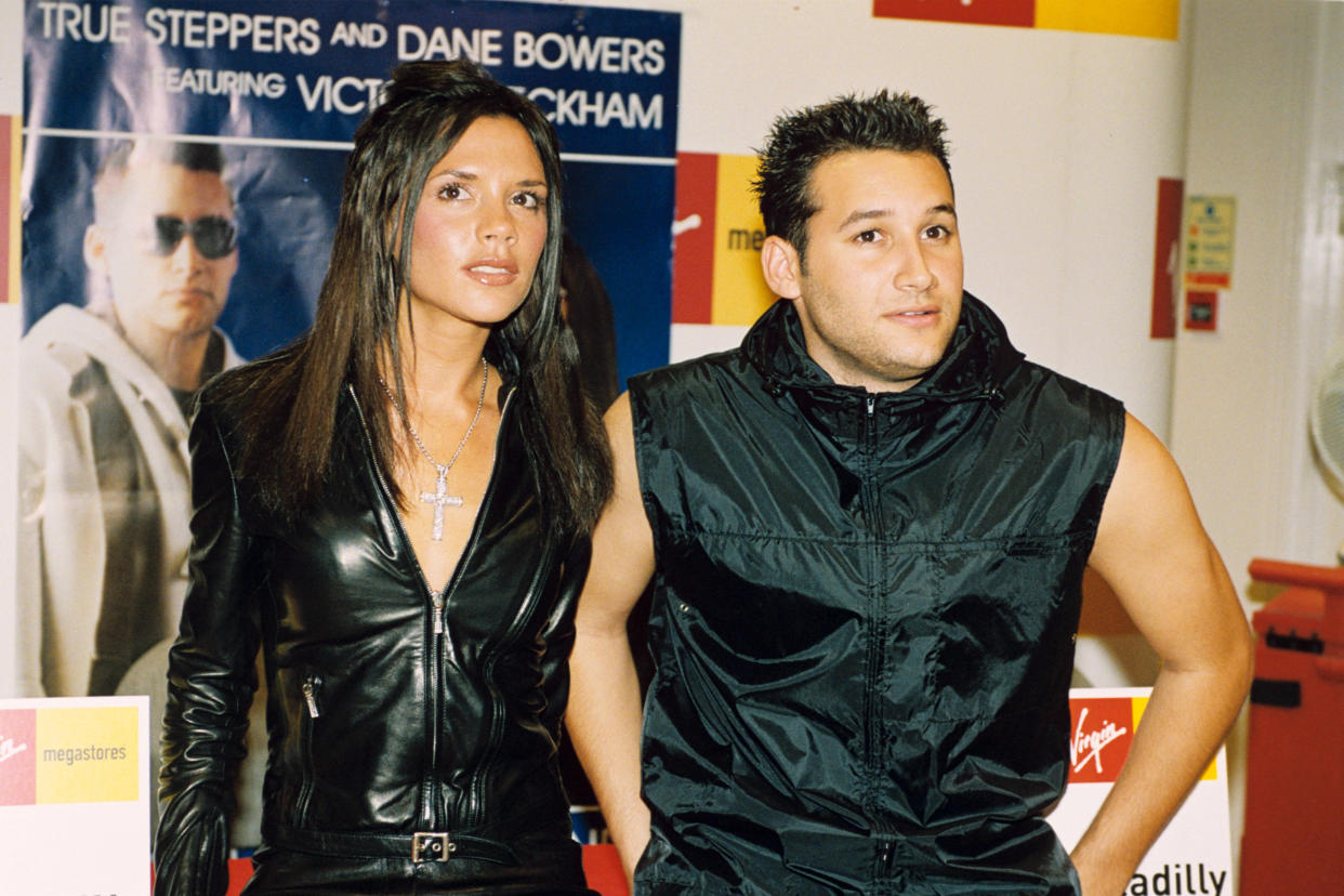 Victoria Adams Launching Record With Dane Bowers At Virgin Record, London, Britain - 2000, Victoria Beckham And Dane Bowers (Photo by Brian Rasic/Getty Images)