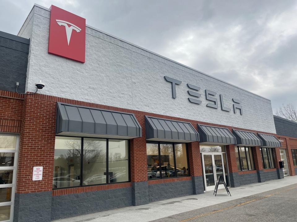 A Tesla store in Vermont in South Burlington, as seen on April 10, 2024.
