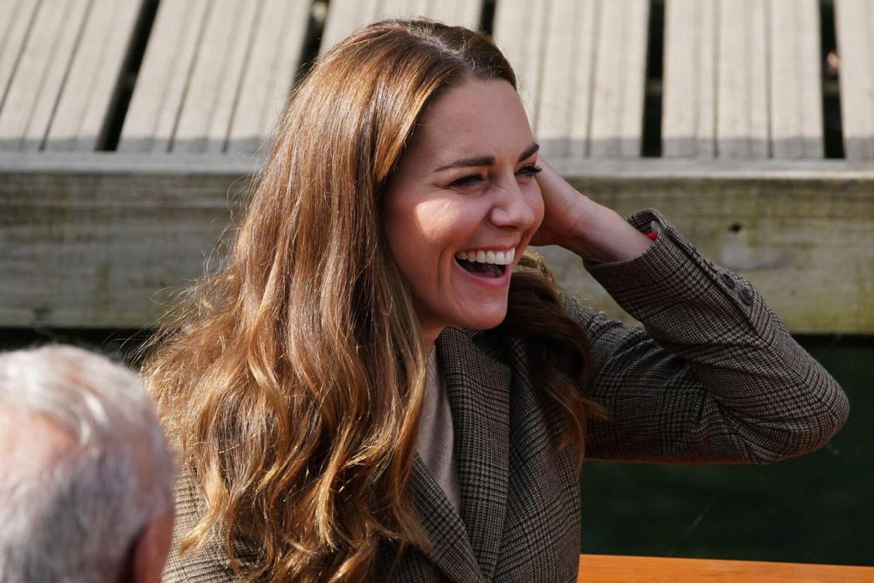 Catherine, Duchess of Cambridge arrives to embark on a boat trip on Lake Windermere