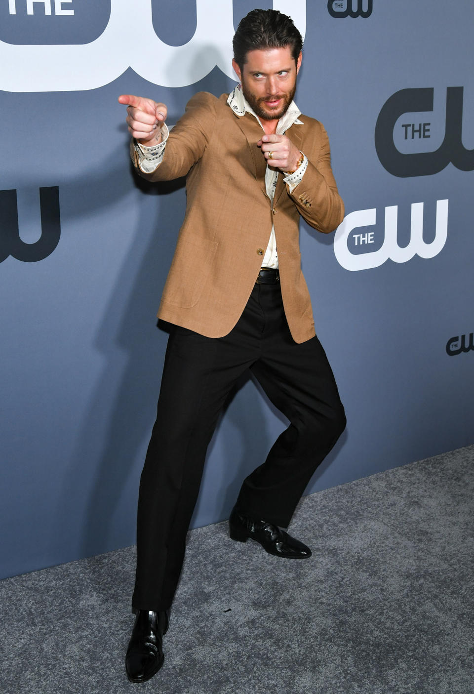 <p>Meanwhile, Jensen Ackles gets to the point at the CW Upfront in N.Y.C. on May 19.</p>