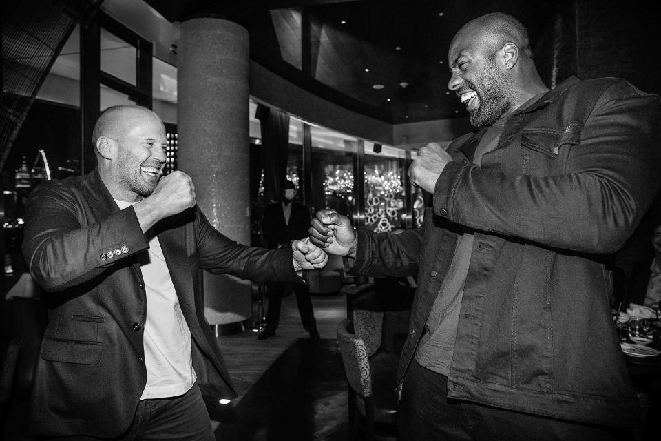 <p>Judoka Teddy Riner was all smiles meeting Jason Statham in Doha, Qatar.</p>