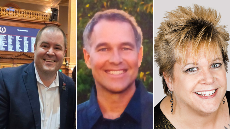 (From left) Incumbent Democrat Rep. Sean Bagniewski and Republicans Daniel Schmude and Angela Kay Schreader are running for Iowa House District 35. Libertarian David G. Green also is running for the seat.