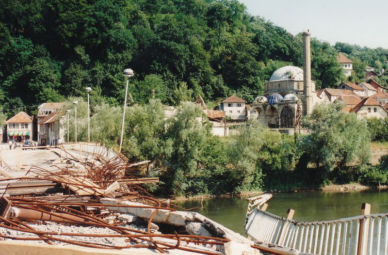 An old area destroyed by the Bosnian War is seen in Maglaj