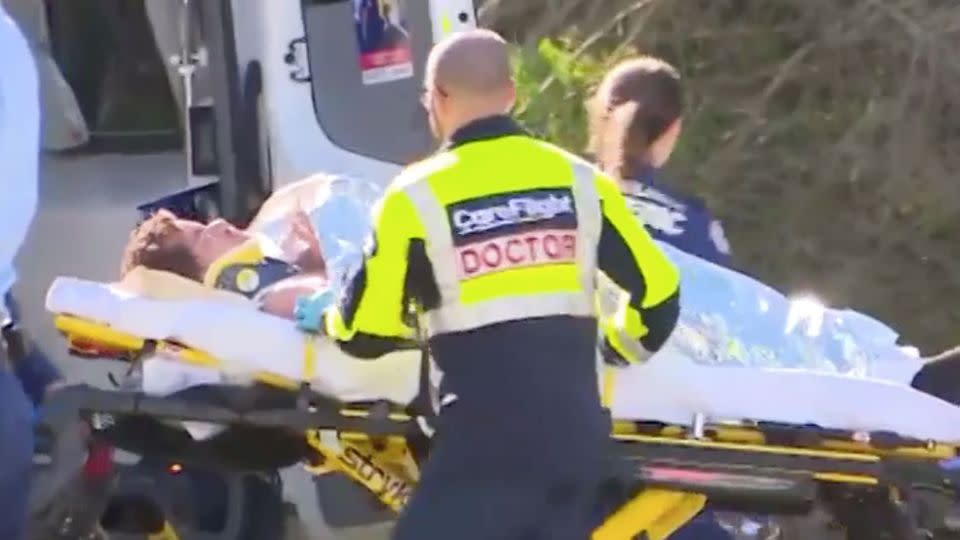 The man, believed to be in his early 20s, was taken to Blacktown Hospital with non-life threatening injuries. Source: 7 News