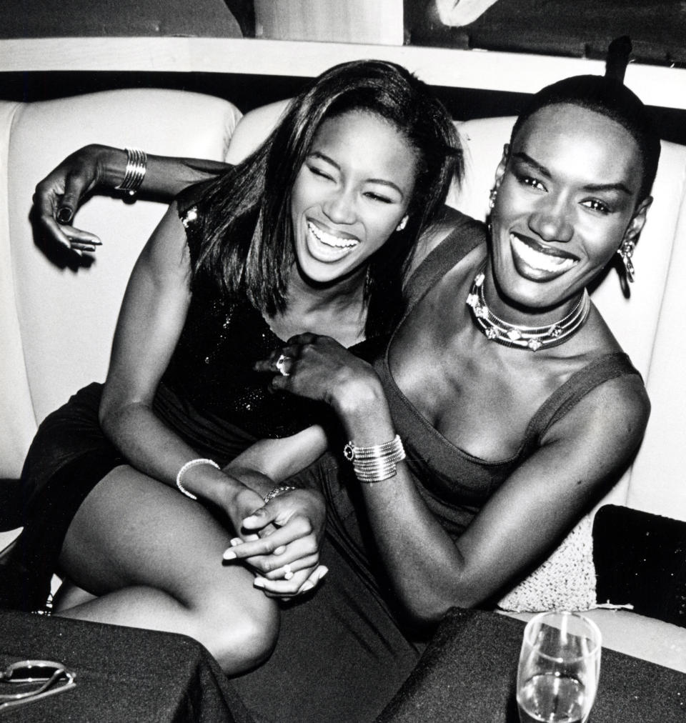 1990: Grace Jones and Naomi Campbell during Grace Jones' 42nd Birthday Party