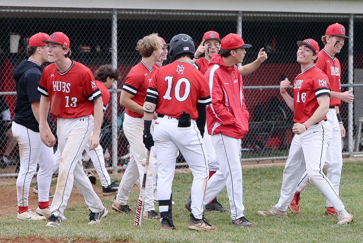 North Hagerstown players react after defeating South Hagerstown 12-2 at home in the 3A West Region I quarterfinals.