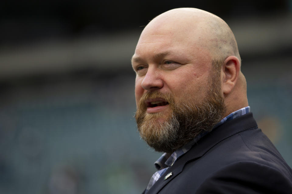 Is Jets GM Joe Douglas, pictured, prepared to part with several of his draft picks and more to land Deshaun Watson? (Photo by Mitchell Leff/Getty Images)