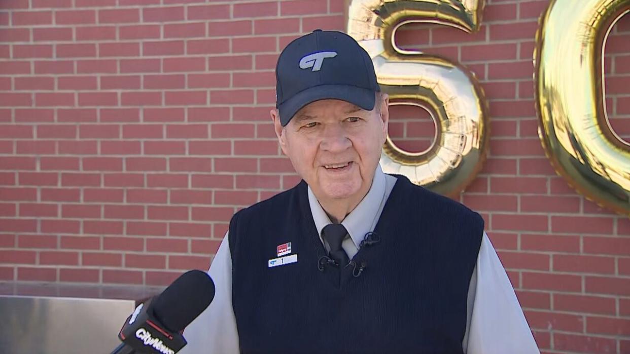 Sydney Banks' first route with Calgary Transit started in Eau Claire and took him to Bowness. He recalls his starting day in November was -20 C.  (CBC News - image credit)