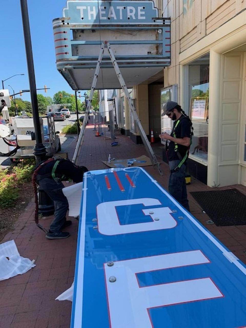 The Gem Theatre in Kannapolis, northeast of Charlotte, will reopen May 27 with renovations including a restored marquee.