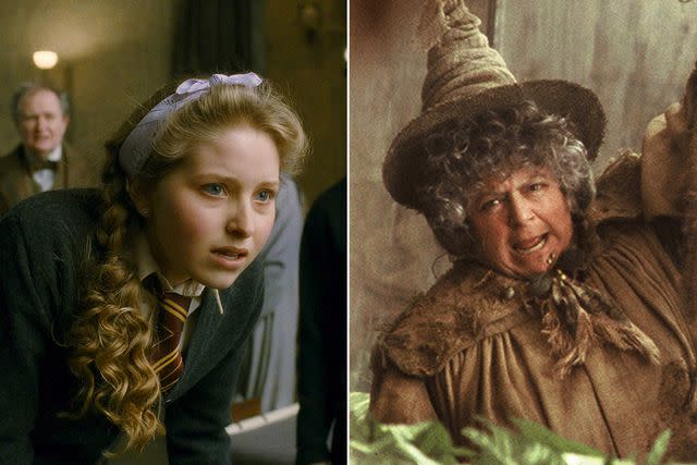 <p>Courtesy of Warner Bros. Pictures; Warner Bros/Courtesy Everett Collection </p> Jessie Cave and Miriam Margolyes in the 'Harry Potter' films