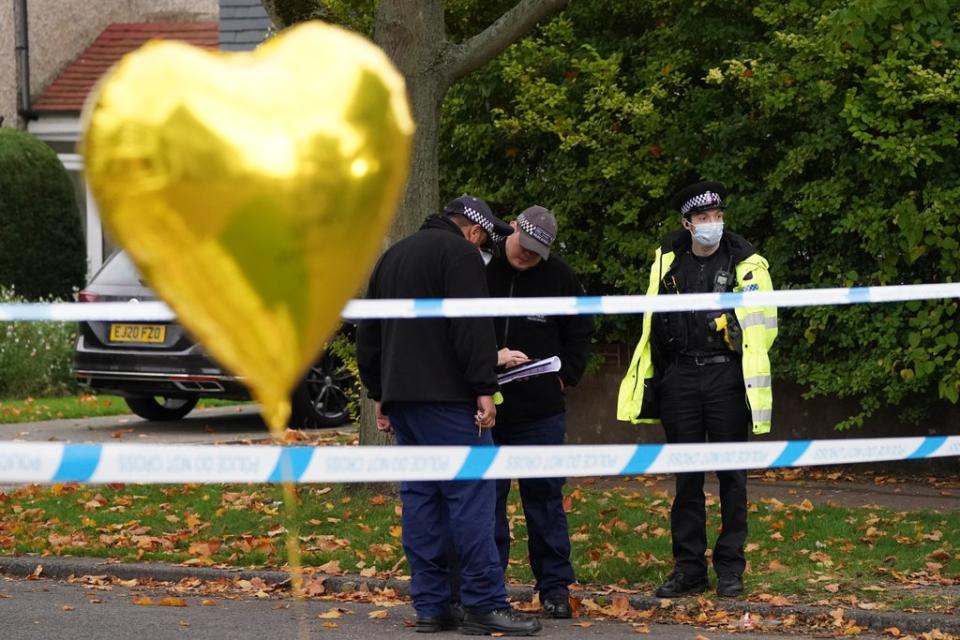 Police officers at the scene near Belfairs Methodist Church. (Dominic Lipinski/PA) (PA Wire)