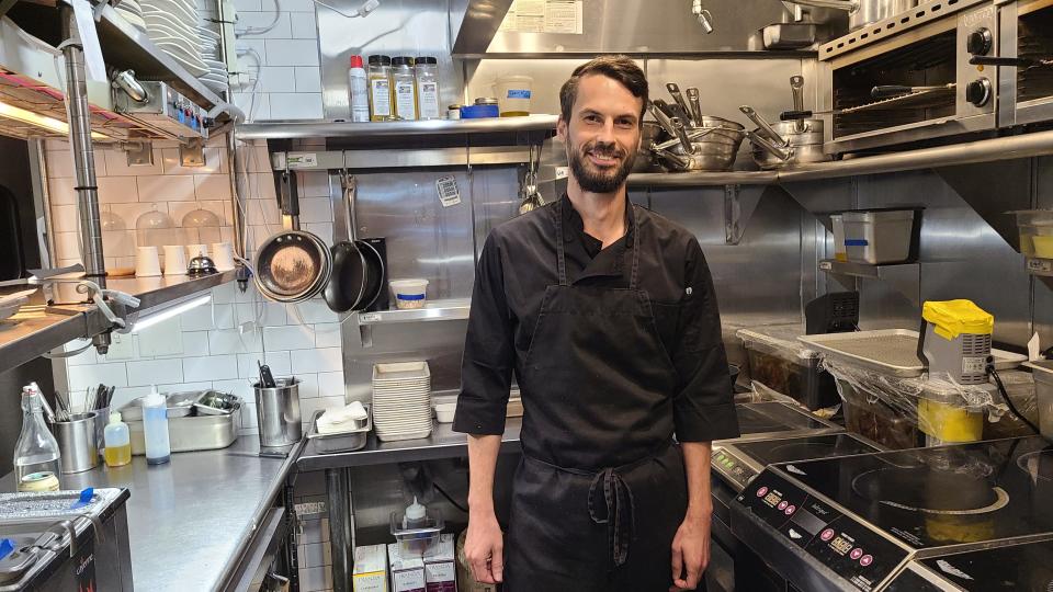 Chef Daniel Swofford in his former kitchen at The Cave Bistro & Wine Bar. He's heading to Old Vines at Mercato.