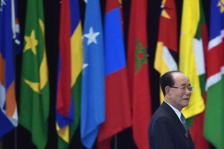 North Korea's titular head of state, Kim Yong-Nam, pictured during the Asian Africa Conference in Jakarta, on April 22, 2015