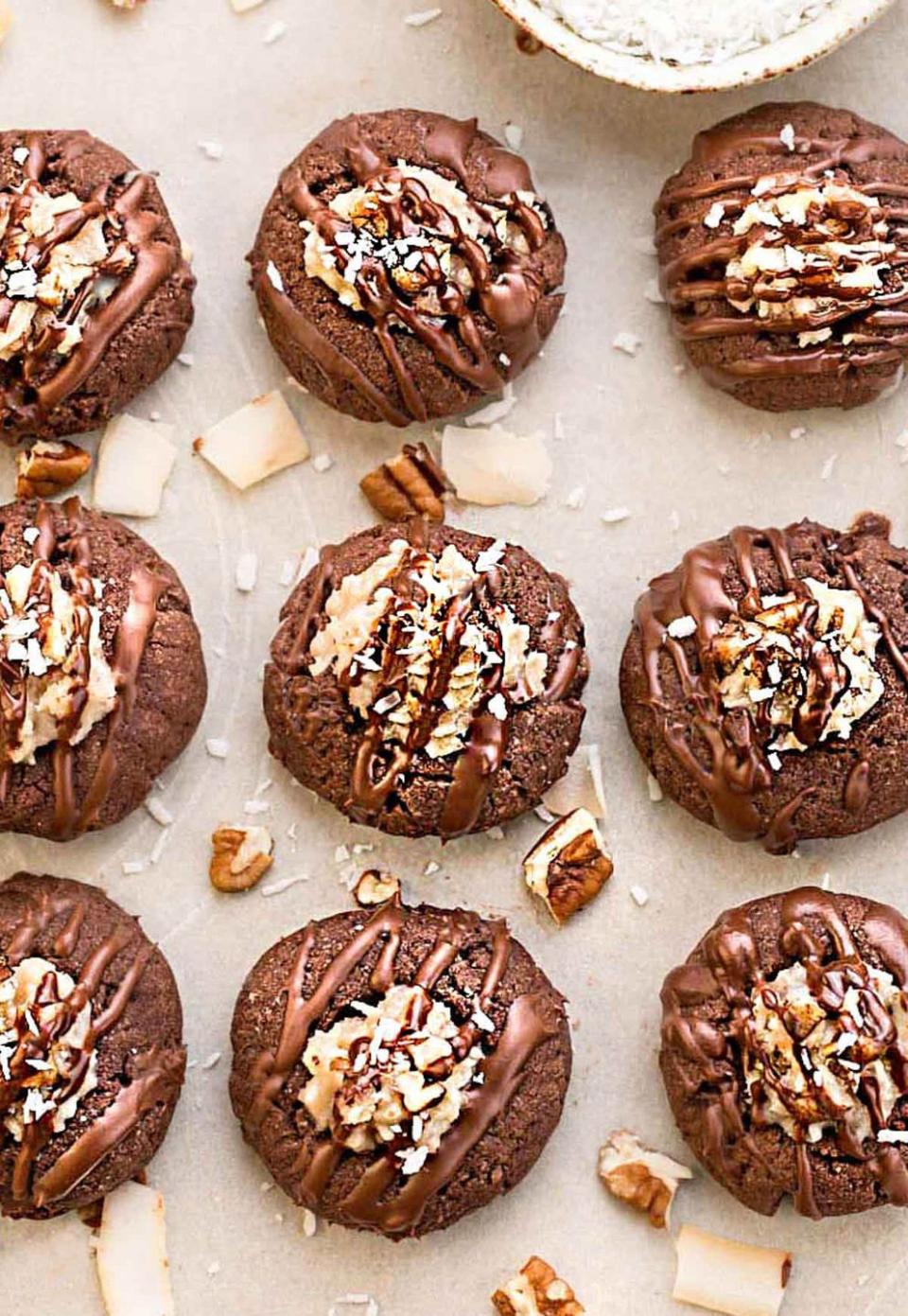 German Chocolate Thumbprint Cookies