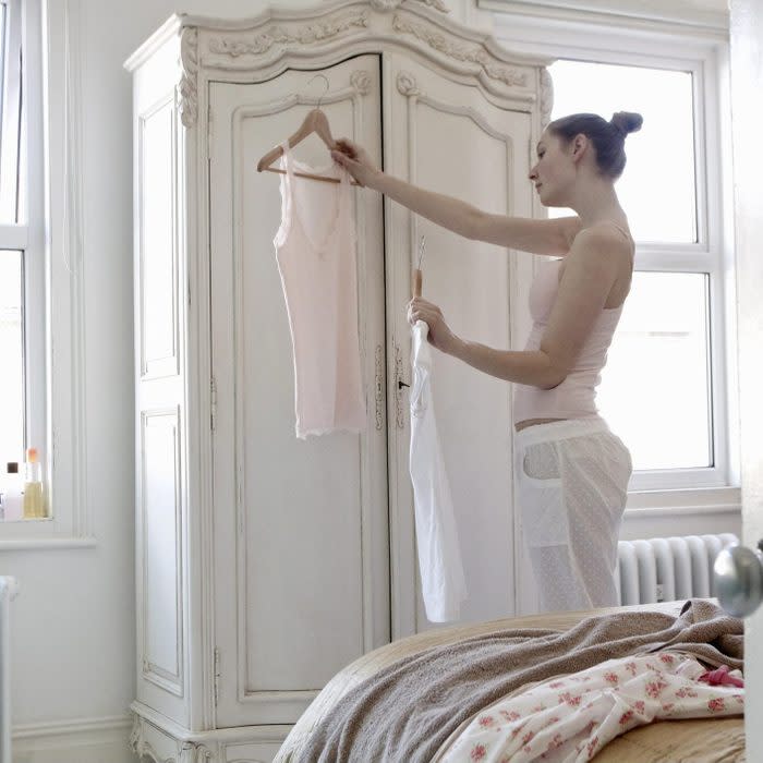 Woman preparing to get dressed