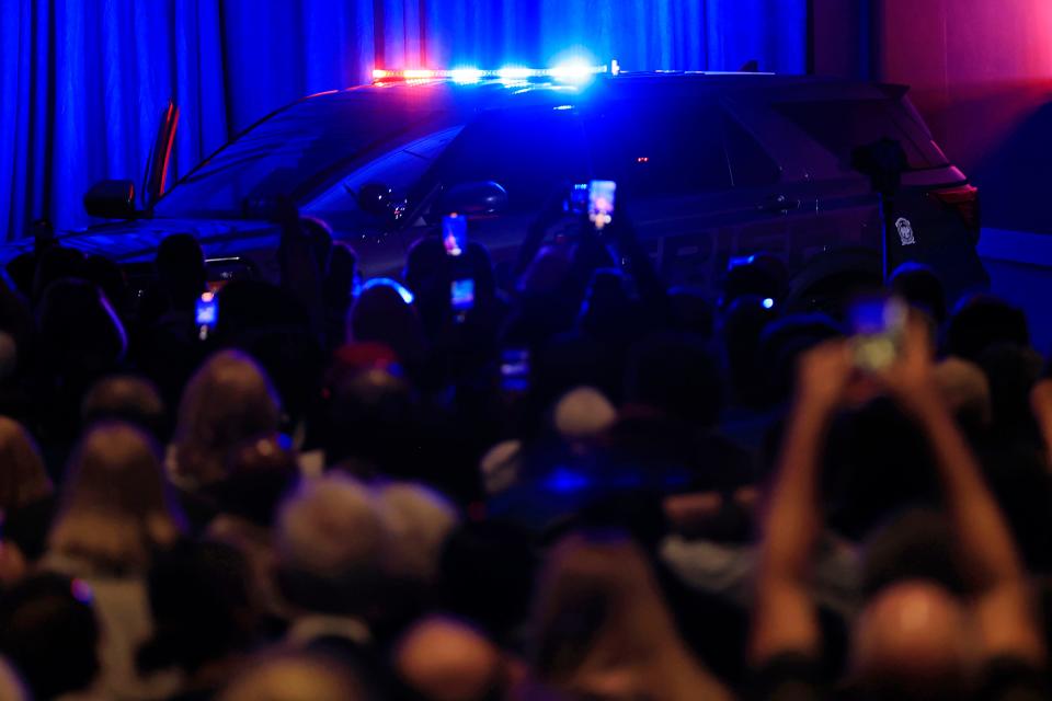 A new patrol vehicle is unveiled during a town hall meeting hosted Wednesday by the Jacksonville Sheriff's Office. Sheriff T.K. Waters said the new vehicle will be added to the patrol division as the usual turnover of aging vehicles takes place.