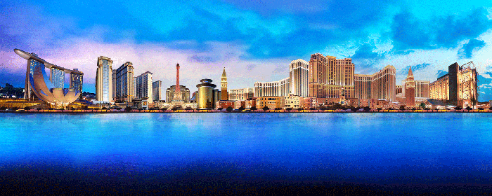 A panoramic depiction of Las Vegas Sands properties.