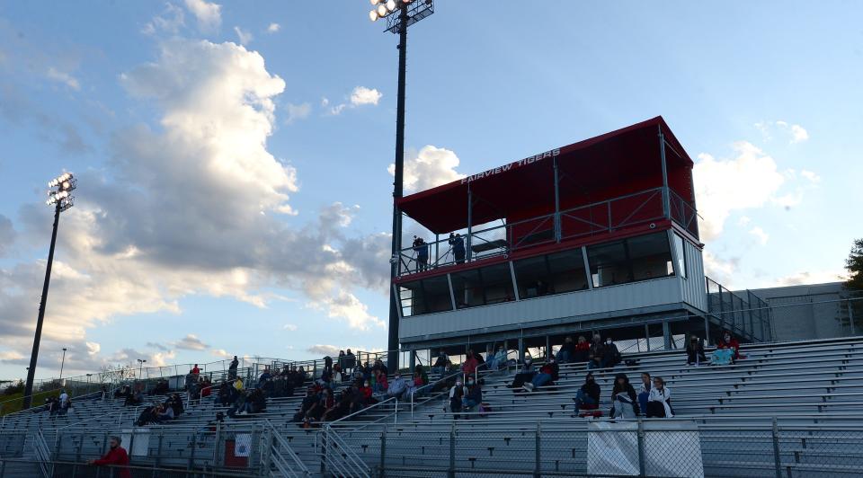 Fans watch a D-10 boys soccer match between Fairview and Girard on Oct. 7, 2020 at Fairview's David Keck Field at Bestwick Stadium. On Aug. 31, 2012, the Fairview School District renamed its athletic complex to honor Bestwick, who died Monday at age 84.