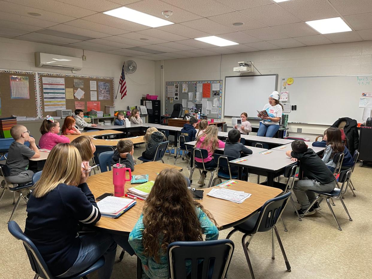 Erika Brodie, a Monroe author, recently shared her book, "Droplet," with Heather Kane’s second graders at Sterling Elementary School.